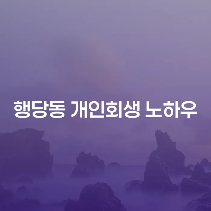 행당동 개인회생 노하우